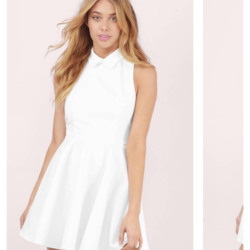 Super white Skater Dress with a cute collar